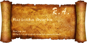 Ruzicska Avarka névjegykártya
